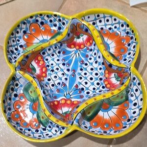 Talavera Multicolor Ceramic Divided Serving Dish